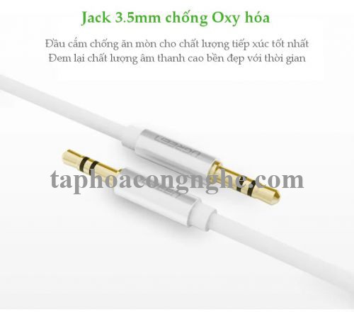 Ugreen 10762 0.5M màu Trắng Cáp âm thanh 2 đầu 3.5mm dương dây dẹt AV119 30010762